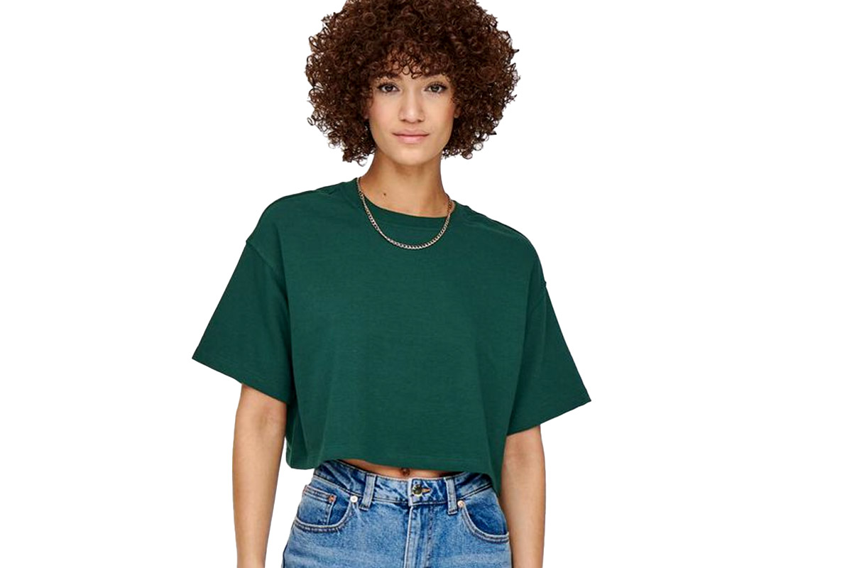 Only Onlsoft S-S Cropped Top Swt T-Shirt (15252836 JUNE BUG) Πράσινο 330105